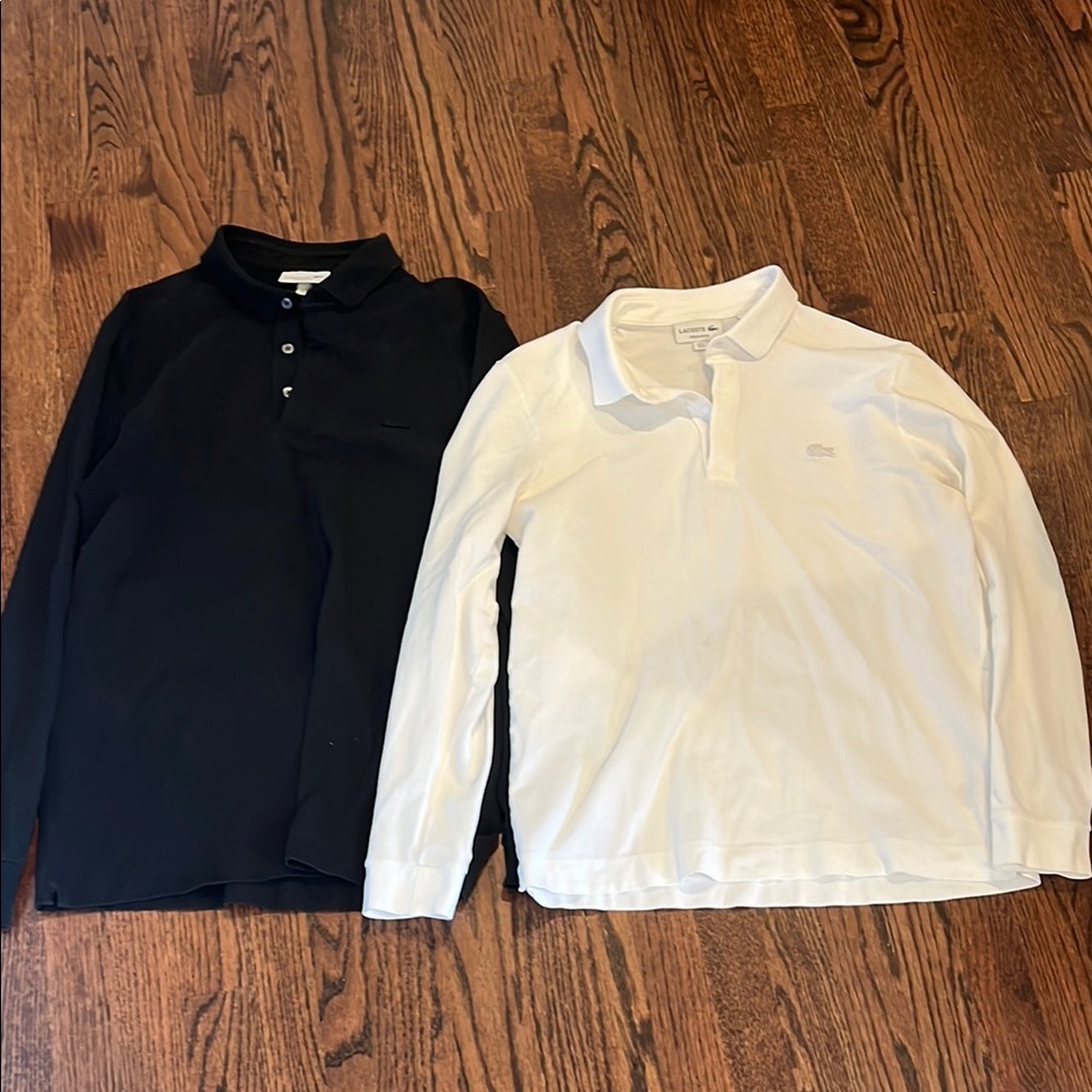 Lacoste Black and White Polos Long-Sleeve Shirts